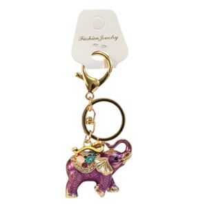 💜 NWT Jeweled Purple Elephant Bag Charm / Keychain